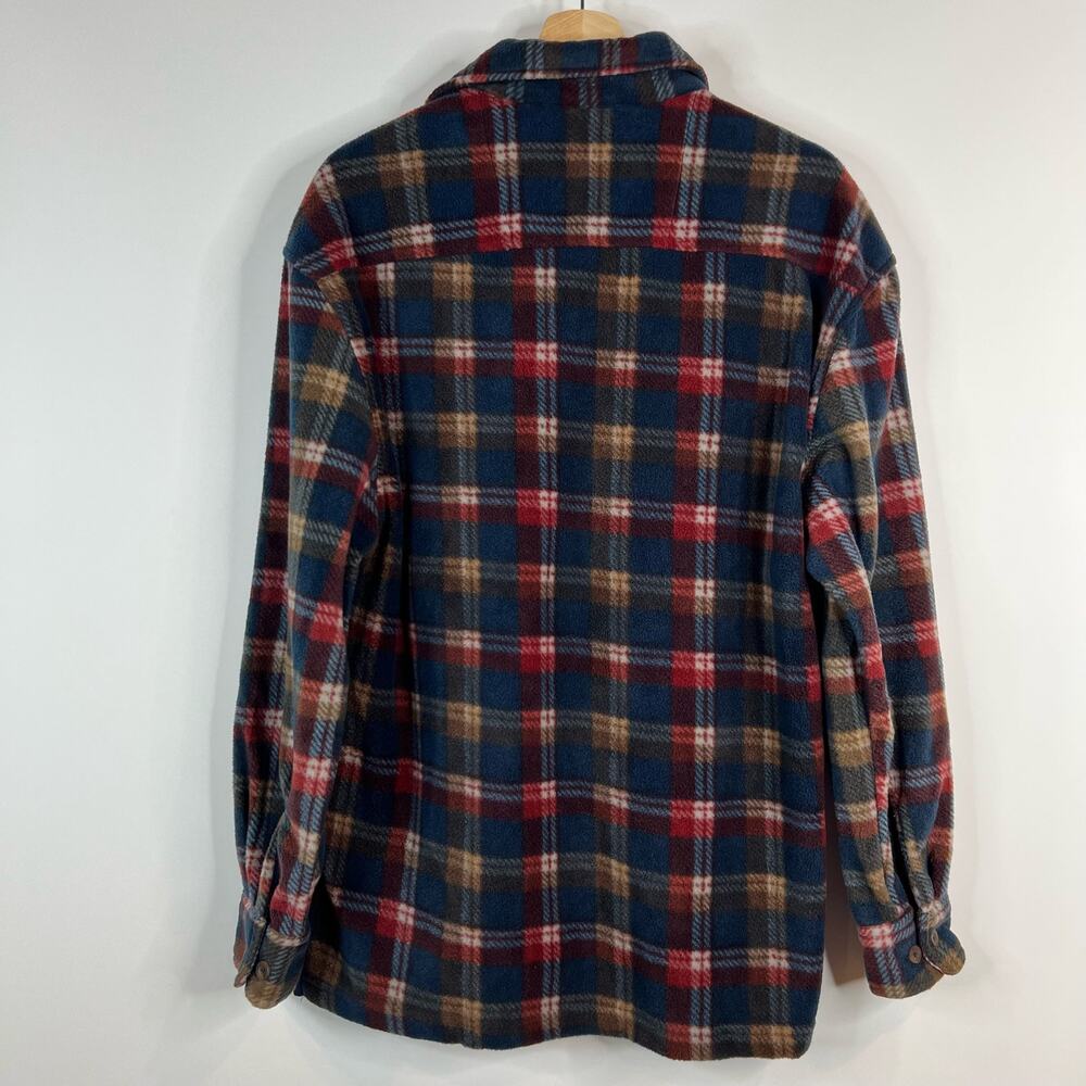 Guide Gear Polar Fleece Button Front Shirt Mens Medium Blue Red Plaid New NWT - Picture 2 of 7